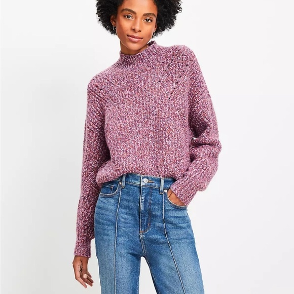 LOFT Sweaters - Loft women’s pointelle mixed mock neck sweater size medium.